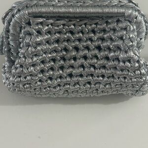 Chic Silver Woven Clutch
